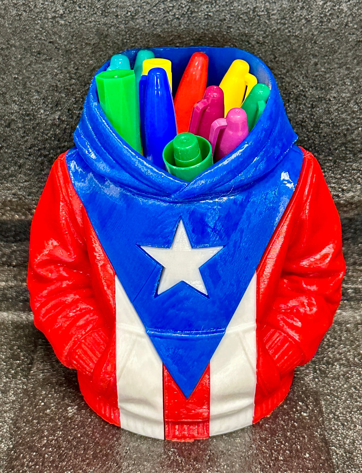 3D Puerto Rico Hoodie Pencil Holder & Can Holder | Teacher Desk Organizer | Pen Cup | Soda Can Sleeve | Classroom Office Decor | Puerto Rican Gift
