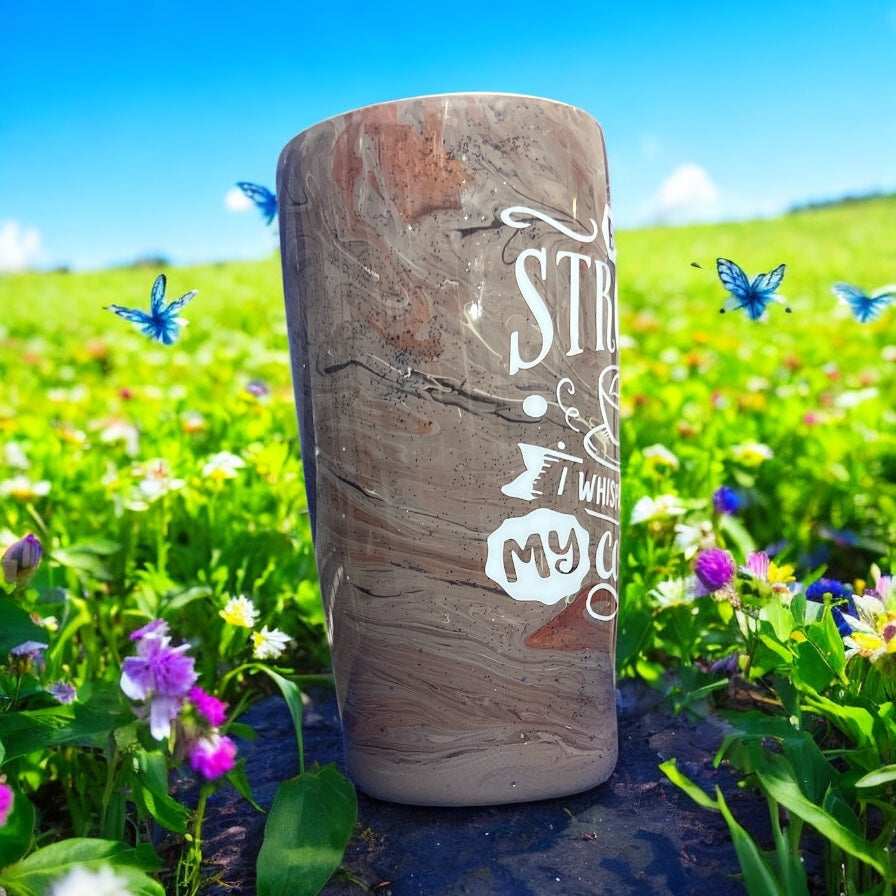 Product Title: Premium 20 oz Brown Painted Coffee Tumbler | Hogg® for Coffee Lovers