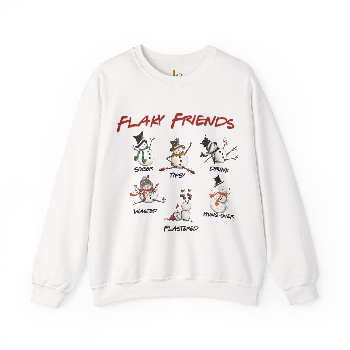 Flaky Friends Drinking Snowman Crewneck Sweatshirt | Drunk Hungover Winter Humor- snowman sweatshirt-Christmas Party- Holiday Shirt- Best friend Gift=Bachelorette Party