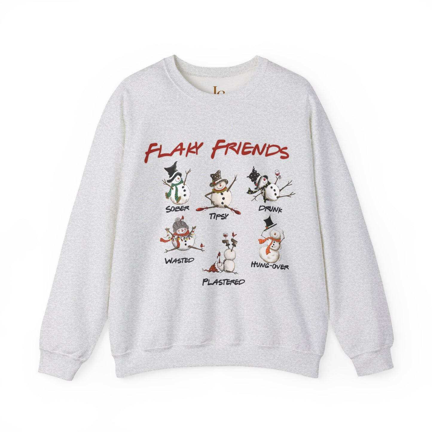 Flaky Friends Drinking Snowman Crewneck Sweatshirt | Drunk Hungover Winter Humor- snowman sweatshirt-Christmas Party- Holiday Shirt- Best friend Gift=Bachelorette Party