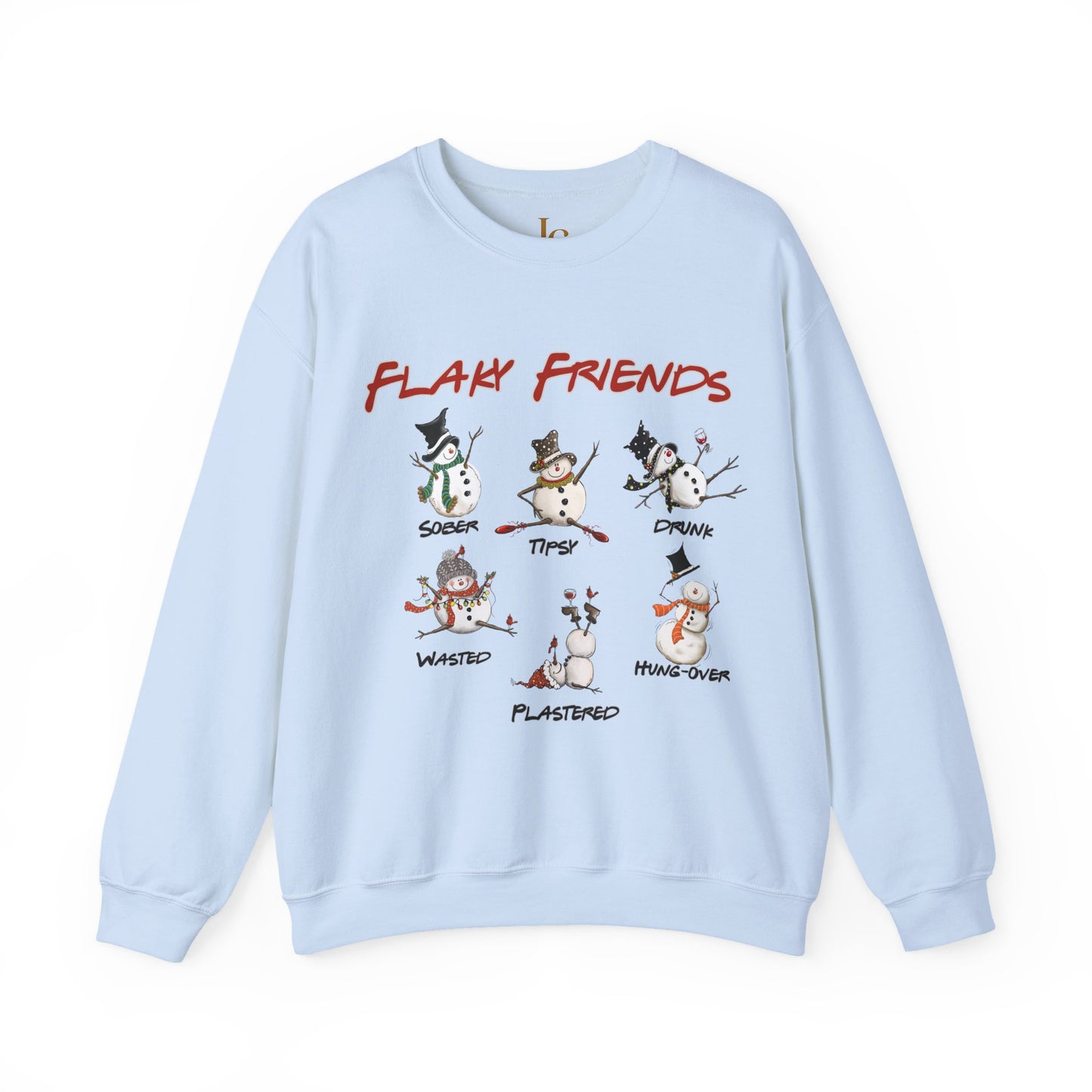 Flaky Friends Drinking Snowman Crewneck Sweatshirt | Drunk Hungover Winter Humor- snowman sweatshirt-Christmas Party- Holiday Shirt- Best friend Gift=Bachelorette Party