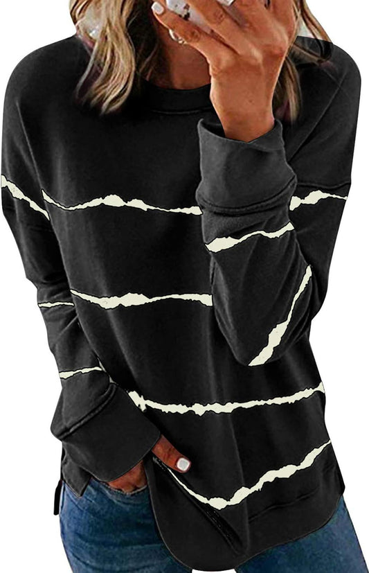 Women'S plus Size Fall Tops Long Sleeve Shirts Soft Oversized Black Lightweight Color Block Sweatshirt-2020 Casual Crewneck Loose Ladies Cute Juniors Sweatshirts Pullover Tee XXL