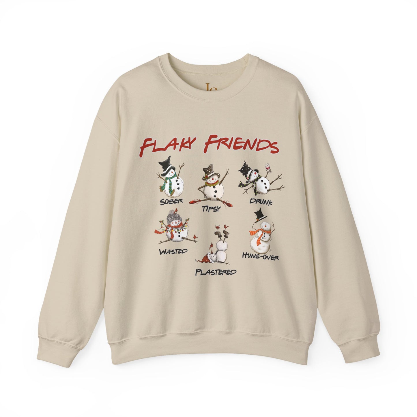 Flaky Friends Drinking Snowman Crewneck Sweatshirt | Drunk Hungover Winter Humor- snowman sweatshirt-Christmas Party- Holiday Shirt- Best friend Gift=Bachelorette Party