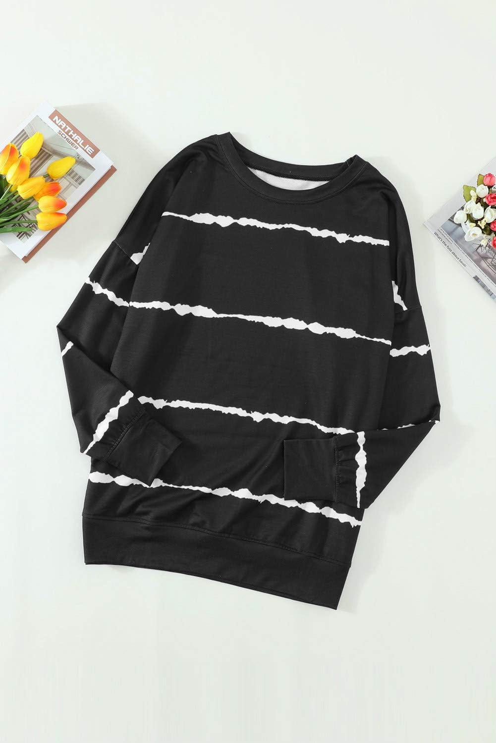 Women'S plus Size Fall Tops Long Sleeve Shirts Soft Oversized Black Lightweight Color Block Sweatshirt-2020 Casual Crewneck Loose Ladies Cute Juniors Sweatshirts Pullover Tee XXL