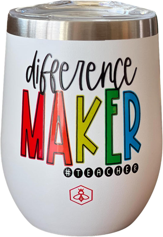 Teacher Gifts | Teacher Stainless Stemless Wine Glass with Lid | Teacher Appreciation Gifts | Great Gift for Teachers, Valentines Gifts, Thank You Gifts, Appreciation Week Gifts | Teacher Wine Gifts